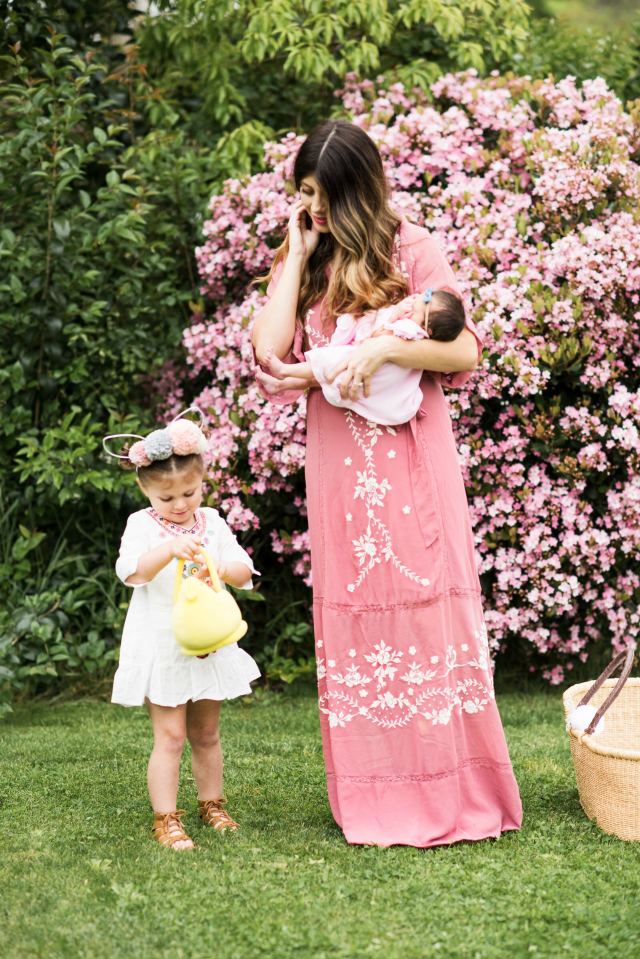 Cute Easter Dresses featured by top US fashion blog The Girl in the Yellow Dress; Image of a woman wearing ASOS maxi dress and Marc Fisher wedges.