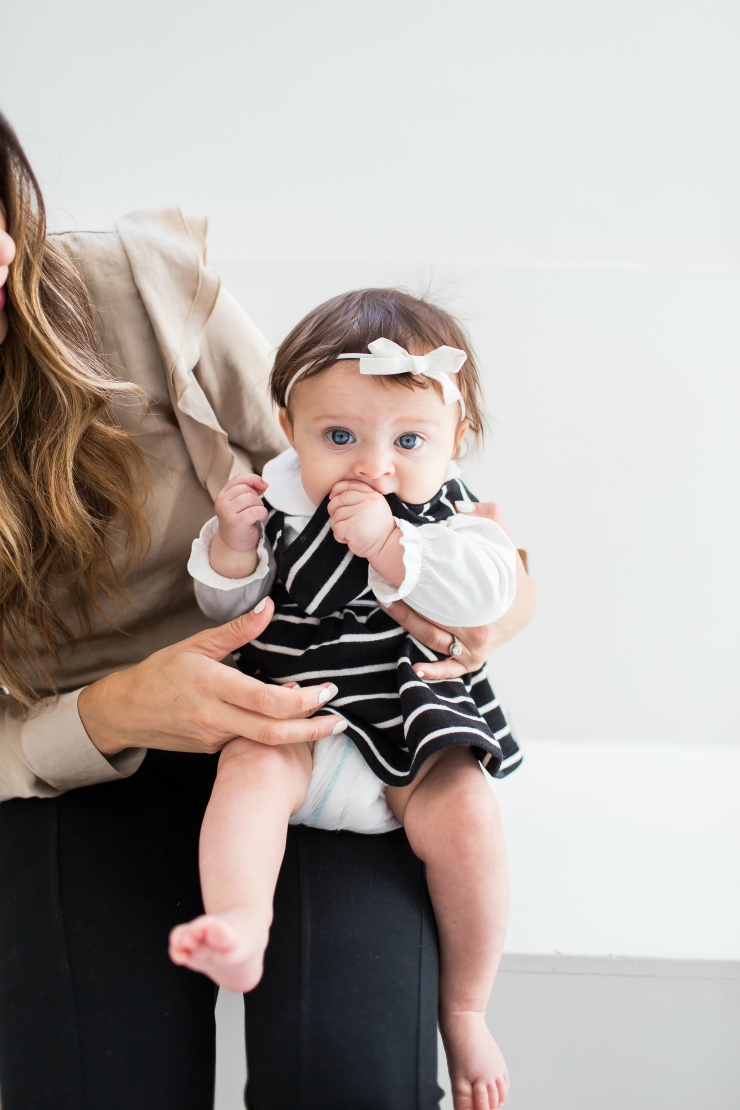 Baby in Striped Dress, Marks and Spencer, Baby Girl Fashion