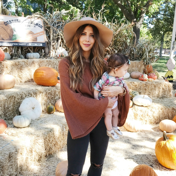 Fall Fashion, Flare Sleeve Sweater, Floppy Hat, Pumpkin Patch