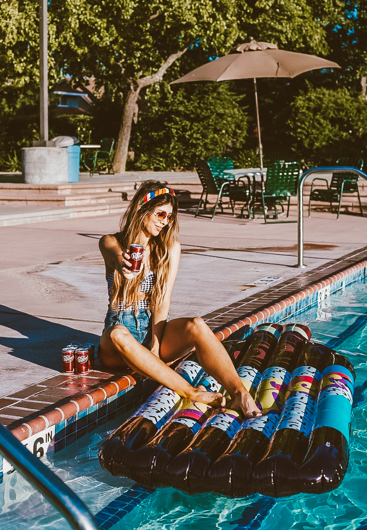 A Cool Summer Party with Dr. Pepper pool float featured by popular San Francisco lifestyle blogger, The Girl in The Yellow Dress