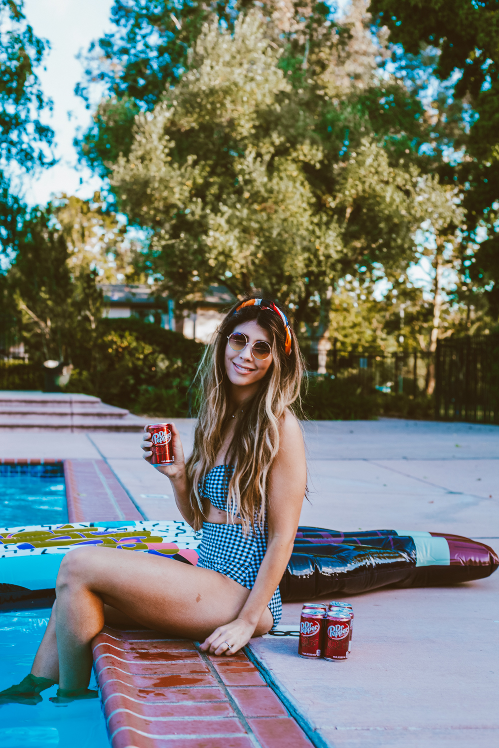 A Cool Summer Party with Dr. Pepper pool float featured by popular San Francisco lifestyle blogger, The Girl in The Yellow Dress