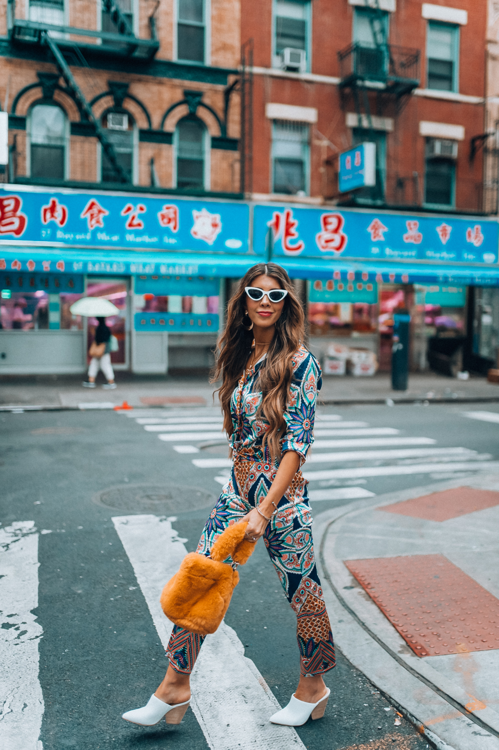 Forever 21 Ornate Print Satin Set styled for NYFW by popular San Francisco fashion blogger, The Girl in The Yellow Dress | Fall Trends to Try this Season