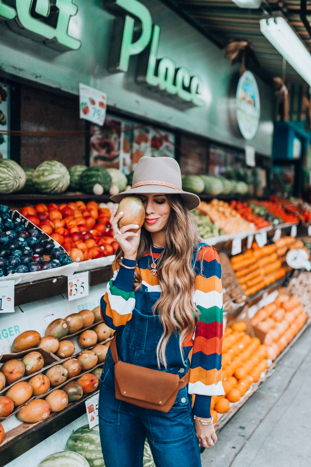 Rag & Bone Cropped Denim Overalls styled for NYFW by popular San Francisco fashion blogger, The Girl in The Yellow Dress