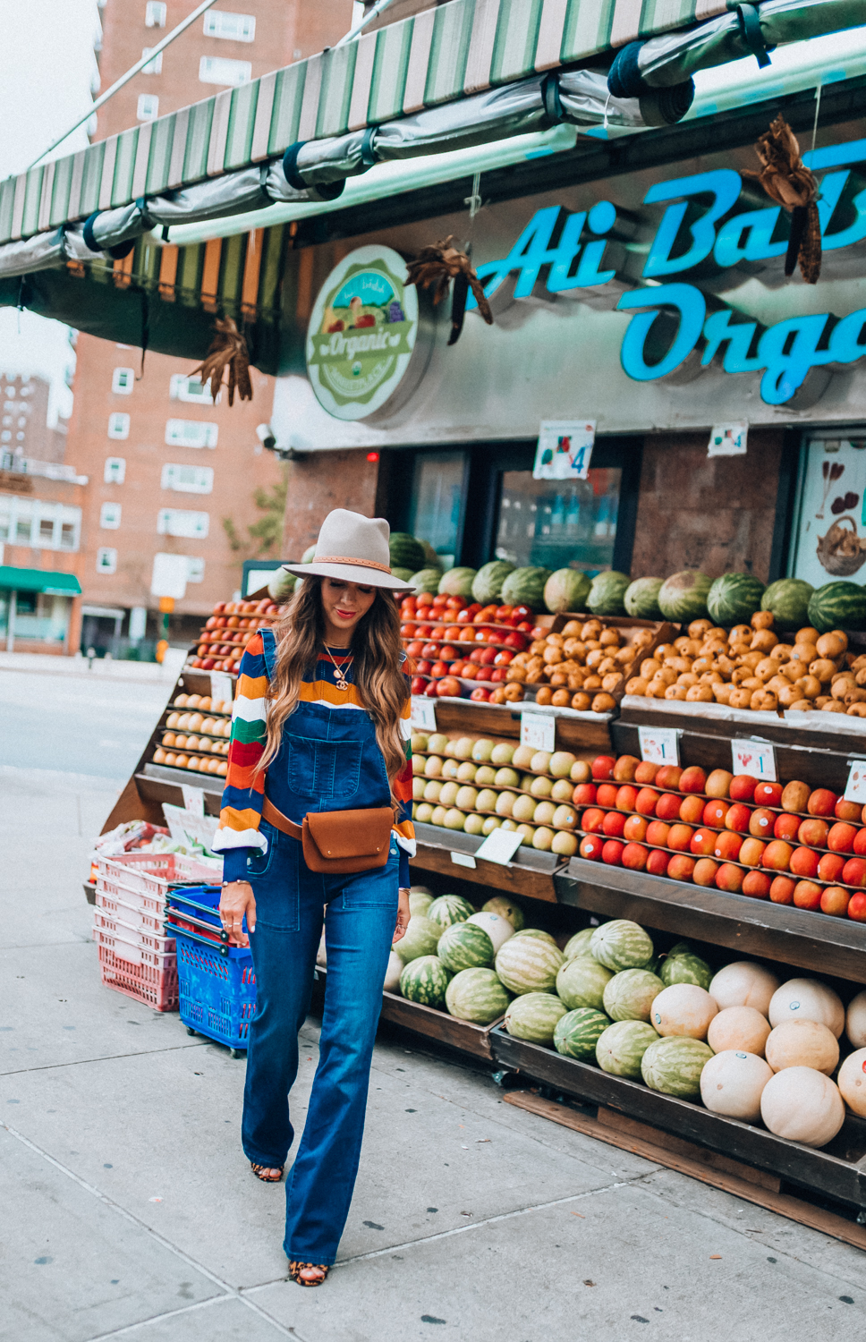 Rag & Bone Cropped Denim Overalls styled for NYFW by popular San Francisco fashion blogger, The Girl in The Yellow Dress