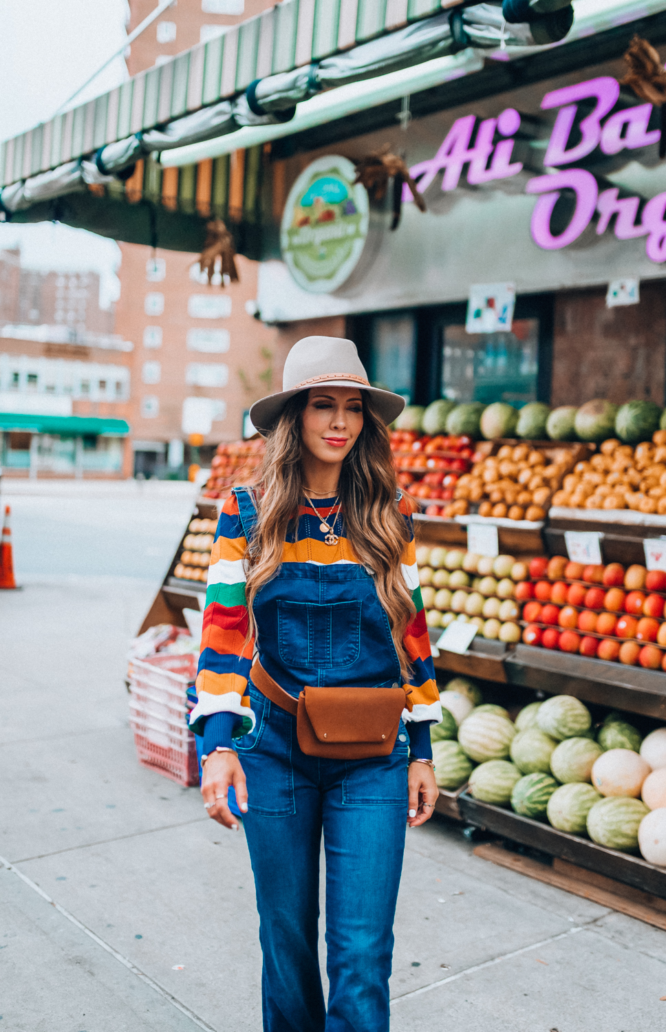 Rag & Bone Cropped Denim Overalls styled for NYFW by popular San Francisco fashion blogger, The Girl in The Yellow Dress