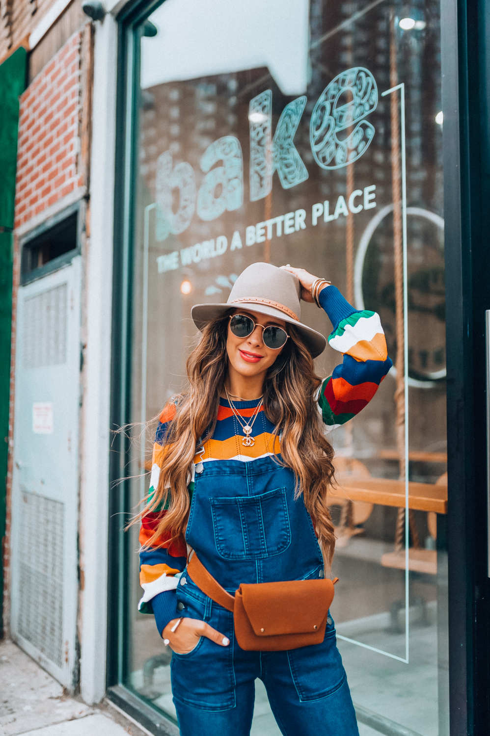 Rag & Bone Cropped Denim Overalls styled for NYFW by popular San Francisco fashion blogger, The Girl in The Yellow Dress