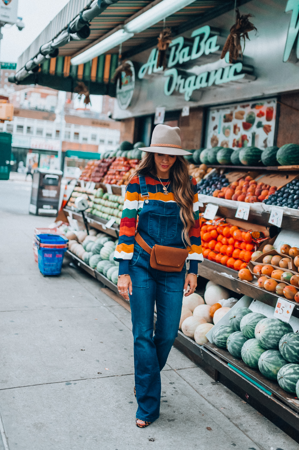 Rag & Bone Cropped Denim Overalls styled for NYFW by popular San Francisco fashion blogger, The Girl in The Yellow Dress