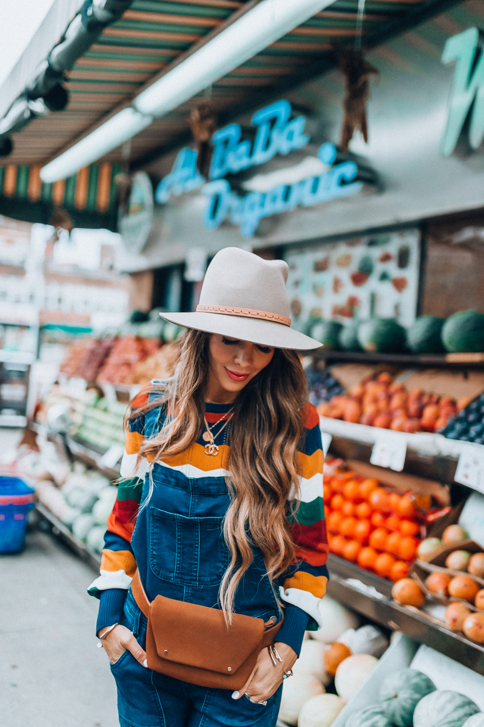 Rag & Bone Cropped Denim Overalls styled for NYFW by popular San Francisco fashion blogger, The Girl in The Yellow Dress