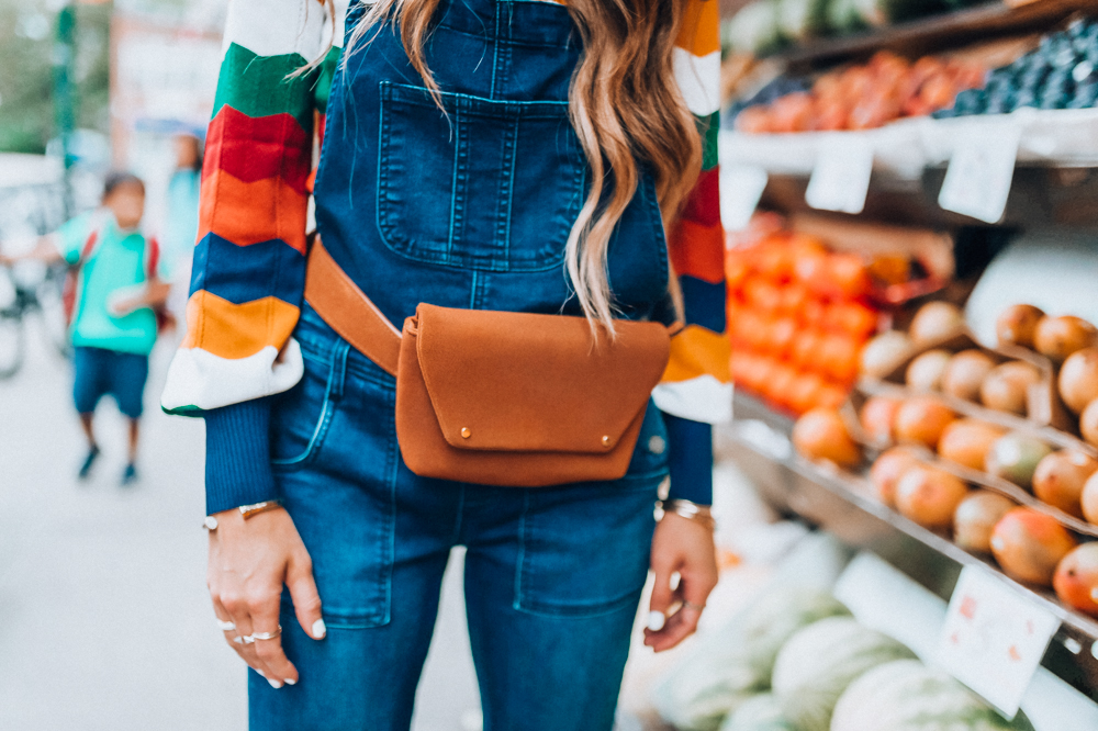 Rag & Bone Cropped Denim Overalls styled for NYFW by popular San Francisco fashion blogger, The Girl in The Yellow Dress