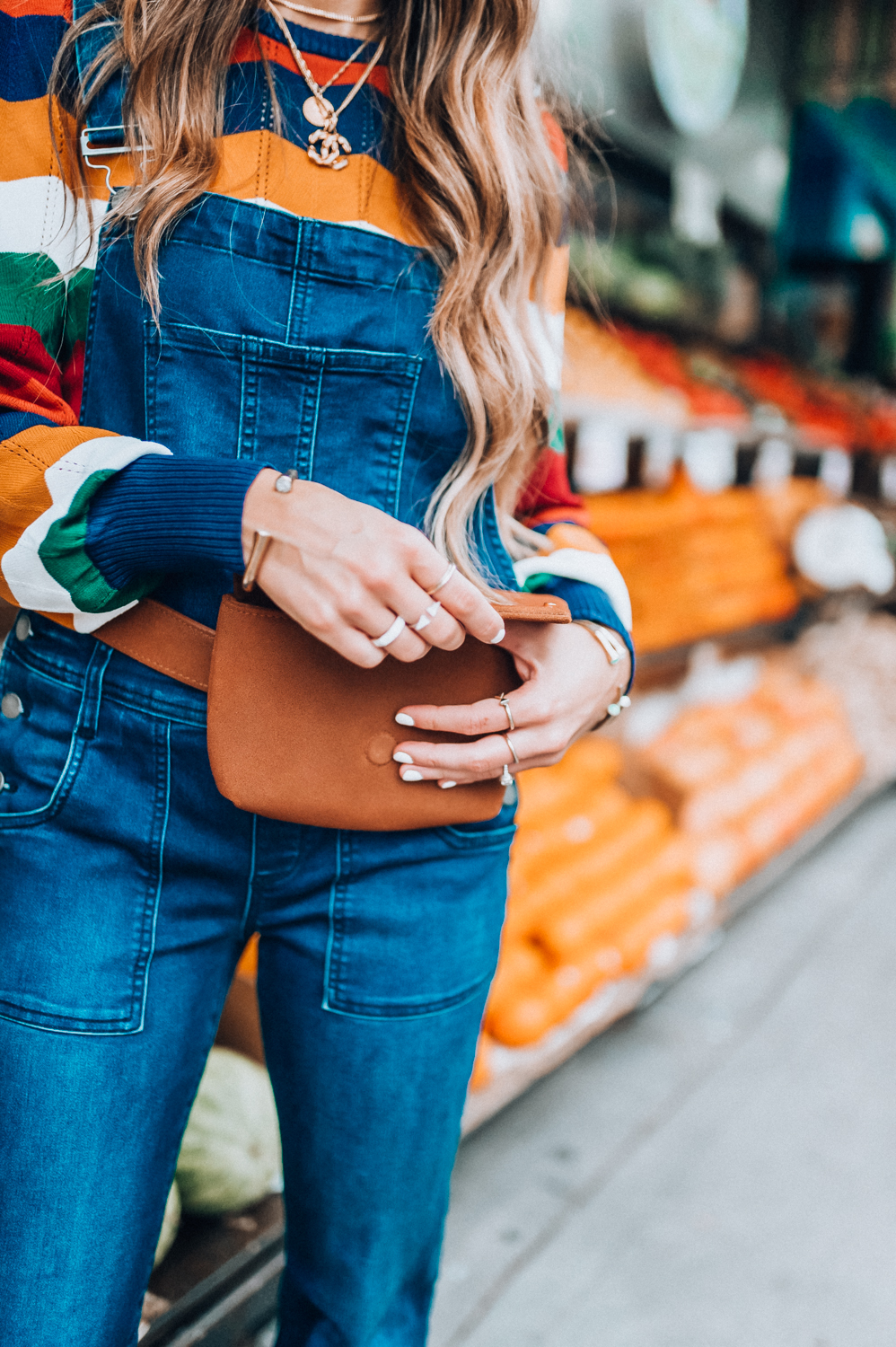 Rag & Bone Cropped Denim Overalls styled for NYFW by popular San Francisco fashion blogger, The Girl in The Yellow Dress