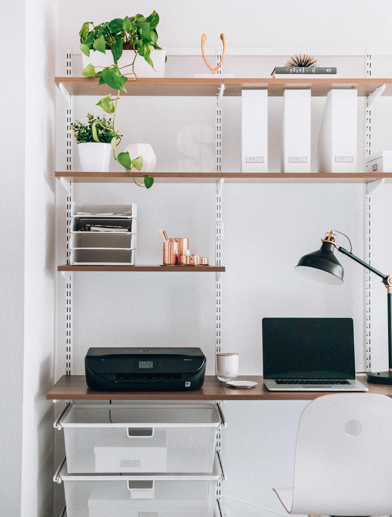 Modern & Fresh Home Office Space Ideas featured by top US lifestyle blog, The Girl in the Yellow Dress: image of a Container Store freestanding desk