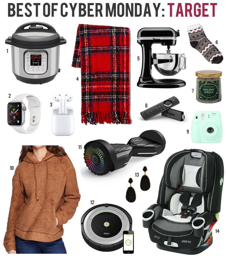 The Ultimate Cyber Monday Shopping Deals by popular San Francisco life and style blog, The Girl in the Yellow Dress: collage image of Target Cyber Monday sale items.