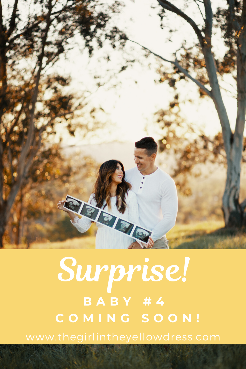 Surprise! Baby #4 Coming Soon. www.thegirlintheyellowdress.com